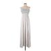 Velvet Casual Dress - A-Line Strapless Sleeveless: Silver Dresses - Women's Size P