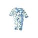 Baby Essentials Short Sleeve Outfit: Blue Floral Tops - Size 6 Month