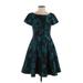 Nue by Shani Casual Dress - A-Line: Teal Print Dresses - Women's Size 2