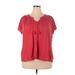 Lauren by Ralph Lauren Short Sleeve Blouse: Red Tops - Women's Size 2X