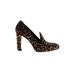 Stuart Weitzman Heels: Slip-on Chunky Heel Feminine Brown Leopard Print Shoes - Women's Size 7 1/2 - Almond Toe