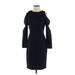 Antonio Melani Casual Dress - Sheath High Neck 3/4 sleeves: Blue Solid Dresses - Women's Size 4