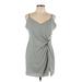 Abercrombie & Fitch Cocktail Dress - Mini V-Neck Sleeveless: Gray Print Dresses - Women's Size Large Petite
