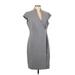 Calvin Klein Casual Dress - Sheath V Neck Short sleeves: Gray Print Dresses - Women's Size 12