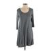 Style&Co Casual Dress - Mini Scoop Neck 3/4 sleeves: Gray Print Dresses - Women's Size Small Petite