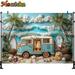 Summer Tropical Beach Car Backdrop Hawaiian Party Seaside Camping Surfboard Ocean Boy Girl Birthday Decoration Background