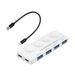 WINDLAND Powered USB Hub -4 Ports USB 3.0 Data Hub with Individual On/Off Switches Power Adapter USB Hub 3.0 Splitter for Laptop