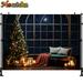 Christmas Window Snowy Night Backdrops Xmas Tree Portrait Photos Photography Background Candles Gift Boxes Decor