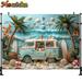 Summer Tropical Beach Car Backdrop Hawaiian Party Seaside Camping Surfboard Ocean Boy Girl Birthday Decoration Background