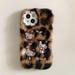 Sanrio Plush Leopard Print Hello Kitty Phone Case for IPhone 15 14 13 12 Pro Max Airpods 1 2 3 Pro 2 Earphone Case Y2k Girl