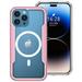 ELEHOLD Rugged Magnetic Case for iPhone 15 Hard PC Clear Back Aluminium Alloy Silicone Bumper Frame Compatible with Mag Safe Translucent Clear Shockproof Protective Case for iPhone 15 -6.1 Rosegold