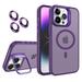 Dteck Case for iPhone 14 Magnetic Mag-Safe Matte PC Case with Camera Lens Protector Shockproof Rubber Metal Camera Protection Kickstand Cover Darkpurple