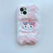 Kawaii Hello Kitty Plush Phone Case for Iphone11 12 14 13 15Promax Winter Plush Embroidered Sanrio Kt Cat Phone Protective Case