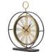 17 Stories Metal Loop & Hoop Framed Round Table Clock Metal in Yellow | 19.9 H x 4.4 W x 14.8 D in | Wayfair 39DDABC011644D14836073F2241DE4C4