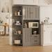 Latitude Run® 60.4" Farmhouse Kitchen Pantry Storage Wood in Gray | 60.4331 H x 40.9449 W x 13.7795 D in | Wayfair B12F4ADFF7B4472587E4DE8963A7CE3F