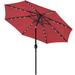 Arlmont & Co. Belva 110" Lighted Market Umbrella w/ Crank Lift Counter Weights Included, Steel in Red | 110 H x 110 W x 110 D in | Wayfair