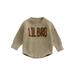 Baby Boy Kit Romper Long Sleeve Round Neck Letter Embroidery Bodysuit