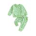 aturustex Baby Girl Fall Outfit Flower Print Long Sleeve Sweatshirts Pants