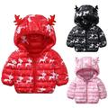 Kids Little Boys Girls Toddler Baby Christmas Jackets Deer Graphic Hooded with Cute Ear Windproof Warm Winter Down Jacket Coat Outwear qILAKOG Red12-24 Months