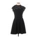 Mi ami Casual Dress - Mini High Neck Short sleeves: Black Solid Dresses - Women's Size Medium