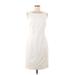 Ann Taylor Casual Dress - Sheath Scoop Neck Sleeveless: White Print Dresses - Women's Size 6