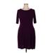 DressBarn Casual Dress - Sheath Crew Neck Short sleeves: Burgundy Solid Dresses - Women's Size 14 Petite