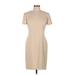 Donna Morgan Casual Dress - Sheath Crew Neck Short sleeves: Tan Print Dresses - Women's Size 8 Petite