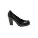Vince Camuto Heels: Slip On Chunky Heel Cocktail Black Print Shoes - Women's Size 6 1/2 - Round Toe