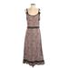 LC Lauren Conrad Casual Dress - Midi Scoop Neck Sleeveless: Brown Dresses - Women's Size Small