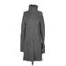 Long Tall Sally Casual Dress - Sweater Dress Turtleneck Long sleeves: Gray Marled Dresses - Women's Size X-Small