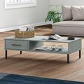 CIADAZ Coffee Table with Metal Legs Grey Solid Wood Pine OSLO, Living Room Tables, Hallway Table, End Table, Overbed Table, Telephone Table, Sofa Table - 351037