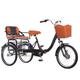 LSQXSS Folding cruiser bike trike for hanging out and traveling,large 3 wheeler tricycle for adult and elderly,dual brakes tandem tricycle,rickshaw pedal tricycle with spoke pneumatic wheels