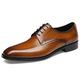 Ninepointninetynine Dress Oxford for Men Lace Up Square Apron Burnish Toe Derby Shoes Leather Block Heel Resistant Non Slip Rubber Sole Low Top Prom (Color : Brown, Size : 6.5 UK)