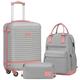 COOLIFE Suitcase Trolley Carry On Hand Cabin Luggage Hard Shell Travel Bag Lightweight with TSA Lock,The Suitcase Included 1pcs Travel Backpack and 1pcs Toiletry Bag (Pink/Grey, 20 Inch Luggage Set)