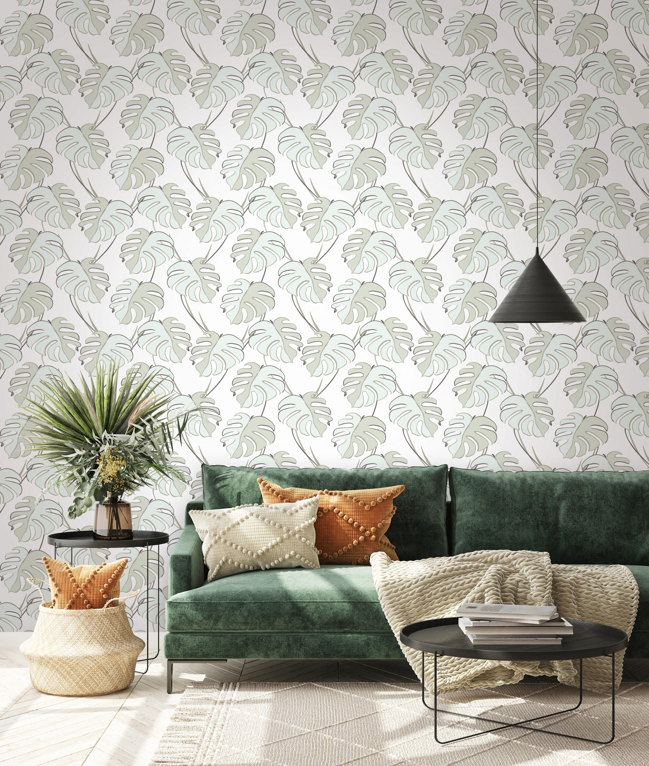 Vliestapete MARBURG "Urban Blooms", grün, B:0,53m L:10,05m, Vlies, Tapeten, moderne Tapete für Wohnzimmer Schlafzimmer Küche