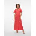 Maxikleid VERO MODA "VMNATALI SS ANKLE DRESS WVN GA SPE" Gr. S (36), N-Gr, rot (cayenne) Damen Kleider Lange