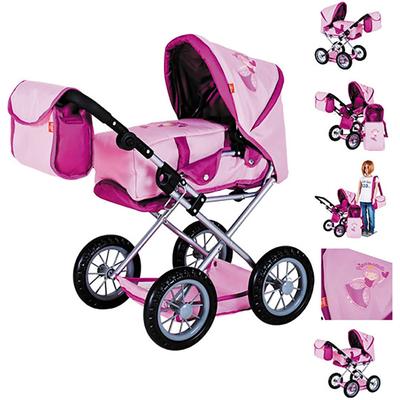 Kombi-Puppenwagen KNORRTOYS "Ruby - princess pink", pink (princess pink), Puppenwagen, KinderB:37cm H:64cm T:51cm, Metall, Kunststoff, Stoff, mit Wickeltasche, B:37cm H:64cm T:51cm