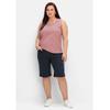 Bermudas SHEEGO "Große Größen", Damen, Gr. 54, Normalgrößen, blau (nachtblau), Obermaterial: 99% Baumwolle, 1% Elasthan, unifarben, casual, comfort fit kurz, Hosen 5-Pocket-Hose, in 5-Pocket-Form, mit Gummizugbund