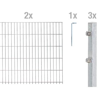 Doppelstabmattenzaun ALBERTS "Grundset", silber (silberfarben), H:120cm, Stahl, Zaunelemente, Höhe: 80-160 cm, Gesamtlän