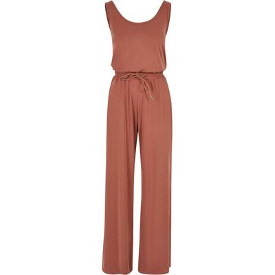 Jumpsuit URBAN CLASSICS "Urban Classics Damen Ladies Long Sleevless Modal Jumpsuit", Damen, Gr. 4XL, US-Größen, orange (terracotta), 77% Modal, 23% Polyester, unifarben, loose fit, ohne Ärmel, Overalls Image