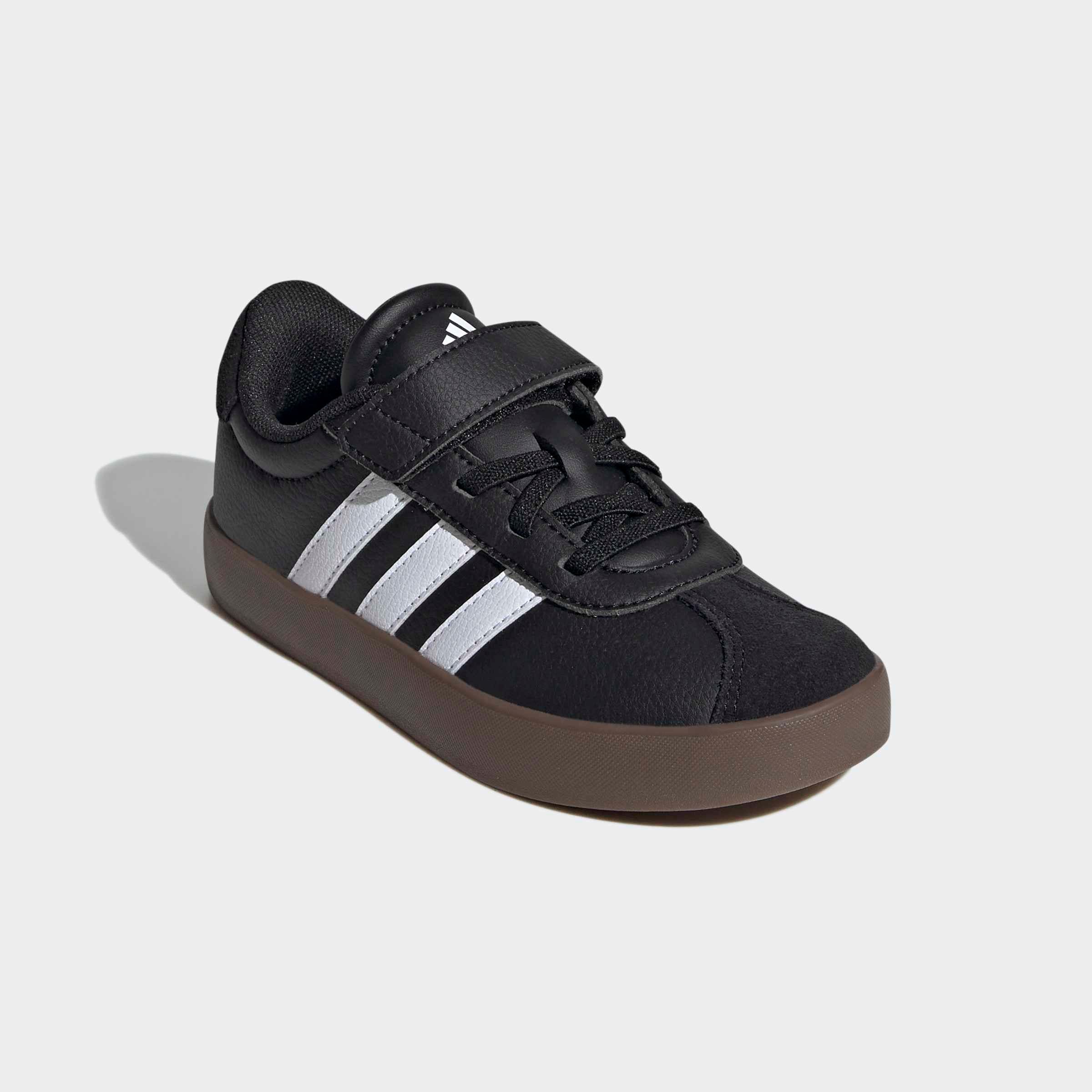 Sneaker ADIDAS SPORTSWEAR "VL COURT 3.0 KIDS", Gr. 30, schwarz-weiß (cschwarz, ftwwht, cschwarz), Leder, Synthetik, Schuhe, inspiriert vom Design des adidas samba Image