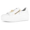 Plateausneaker GABOR, Damen, Gr. 41, weiß, Nappaleder, unifarben, sportlich, Schuhe, Freizeitschuh, Halbschuh, Schnürschuh mit modischem Schmuckelement