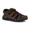 Sandale GEOX "UOMO SANDAL STRADA C", Herren, Gr. 47, braun (dunkelbraun, schwarz), Lederimitat, Textil, klassisch, Schuhe, Sommerschuh, Klettschuh, Outdoorsandale, mit Lederfußbett