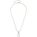 Leonardo Jewels Lena 023402 Women's Necklace Stainless Steel Two-Tone Round Anchor Chain in Gold and Silver with Zirconia Stones 42-47 Length, 42 cm, Stainless Steel, No Gemstone