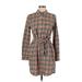 Simply Southern Casual Dress - Shirtdress: Brown Plaid Dresses - Women's Size Medium