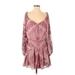 Free People Casual Dress - A-Line Plunge Long sleeves: Pink Dresses - Women's Size X-Small