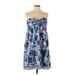 Gianni Bini Casual Dress - A-Line Strapless Sleeveless: Blue Dresses - Women's Size 12