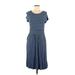 Boden Casual Dress - A-Line Scoop Neck Short sleeves: Blue Dresses - Women's Size 8