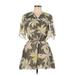 Calvin Klein Casual Dress - A-Line V Neck 3/4 Sleeve: Green Print Dresses - Women's Size 10 Plus