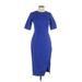Banana Republic Casual Dress - Sheath High Neck Short sleeves: Blue Print Dresses - Women's Size 4